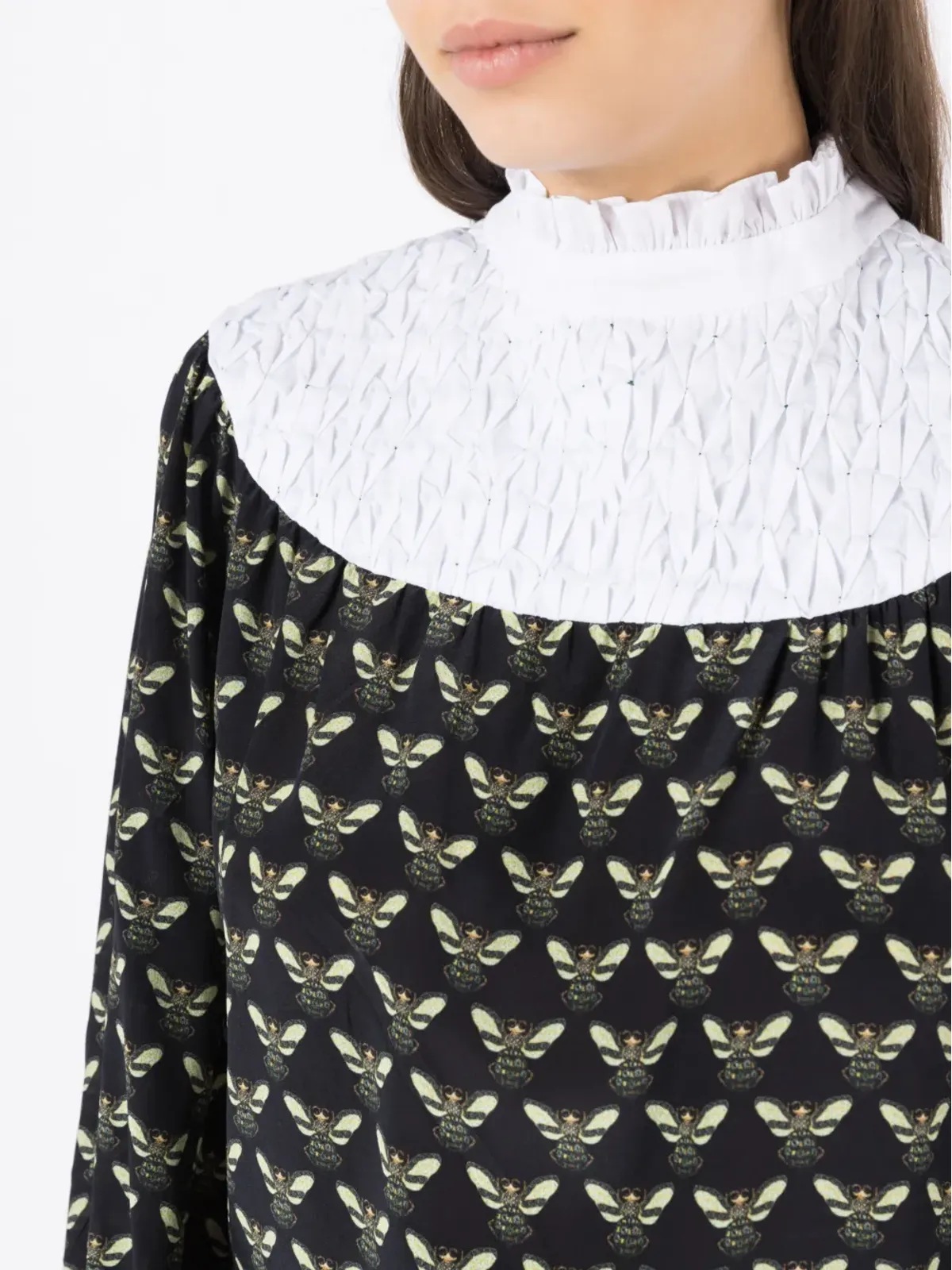 Isolda Ronnie bee-print silk-cotton blouse - Green - 画像5