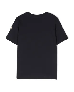 Moncler Enfant ロゴエンボス コットン Tシャツ ブルー - サムネイル2