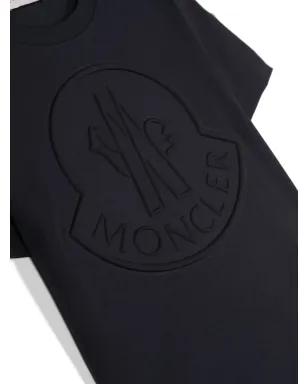 Moncler Enfant ロゴエンボス コットン Tシャツ ブルー - サムネイル3
