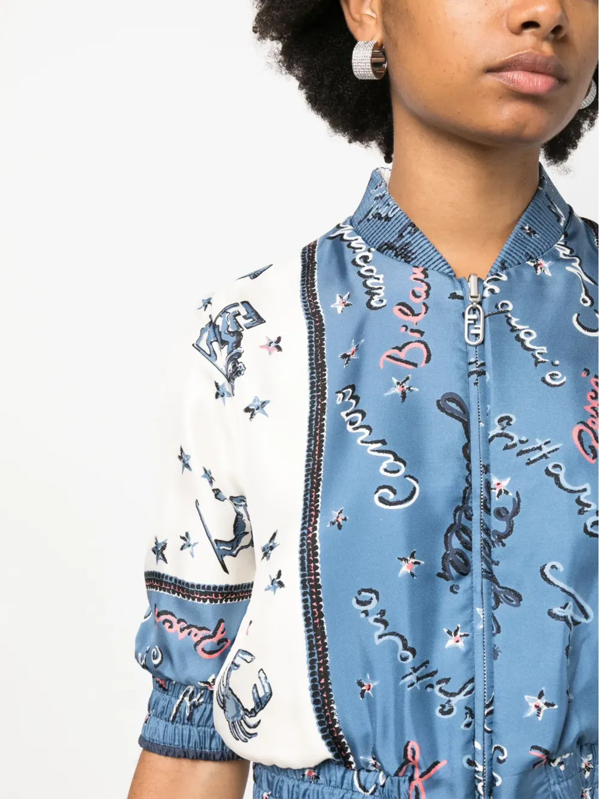 FENDI アストロロジーモチーフ シルク ボンバー ジャケット - 画像5