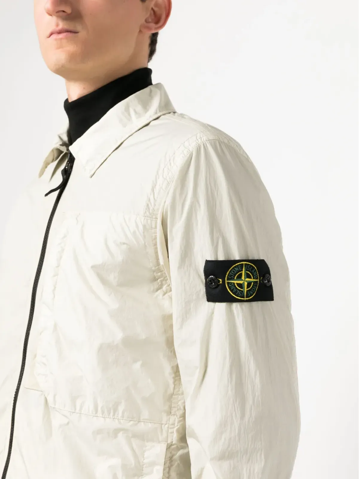 Stone Island Compassパッチ付きライトウェイトジップアップジャケット - 画像5