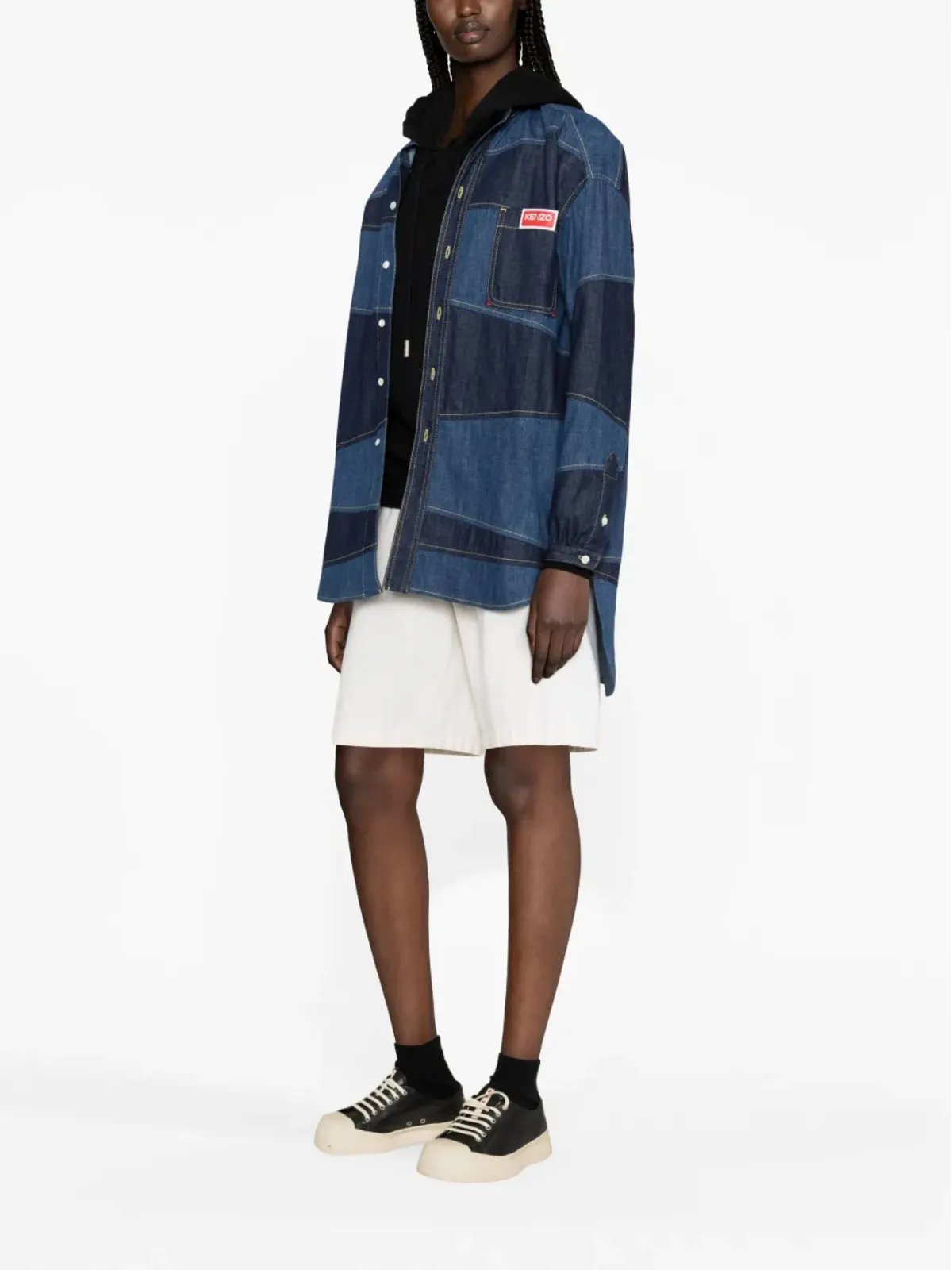 Kenzo Paris パッチワークデニムシャツ - 画像2