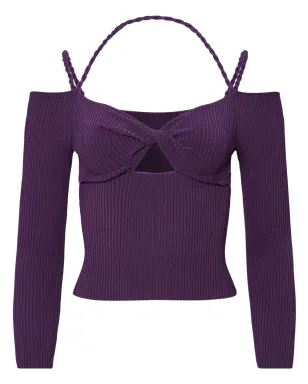 Altuzarra オディン カットアウト リブニットトップ - Purple - サムネイル1