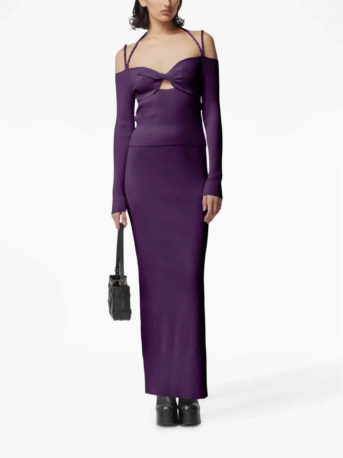 Altuzarra オディン カットアウト リブニットトップ - Purple - 画像2