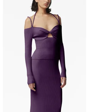 Altuzarra オディン カットアウト リブニットトップ - Purple - サムネイル3