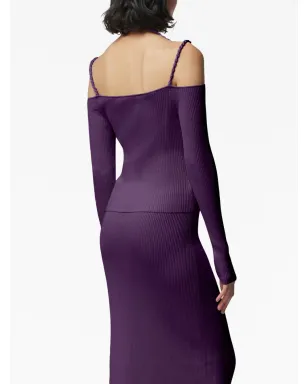 Altuzarra オディン カットアウト リブニットトップ - Purple - サムネイル4