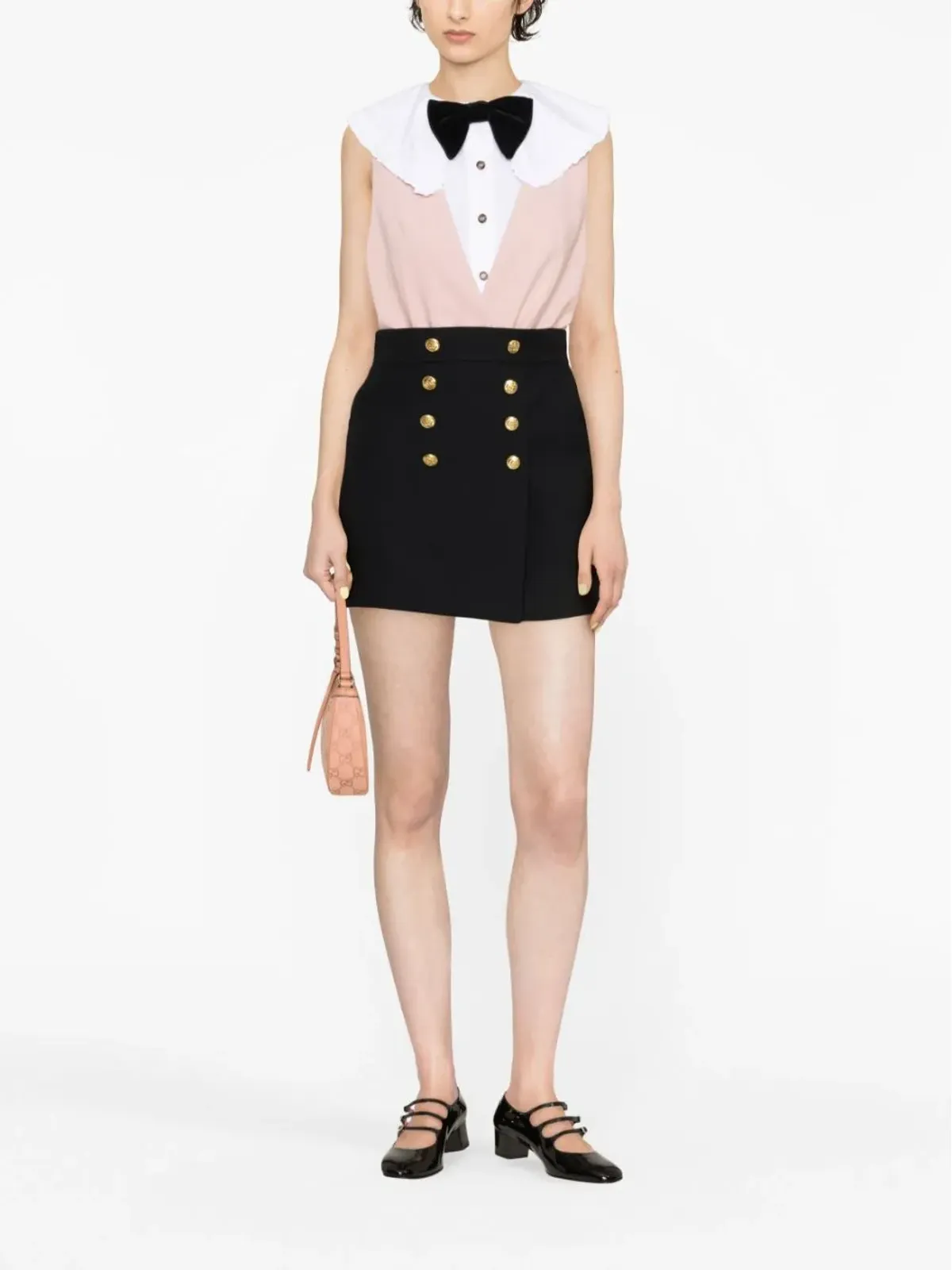Gucci ボタンアップ クレープ スカート - 画像2