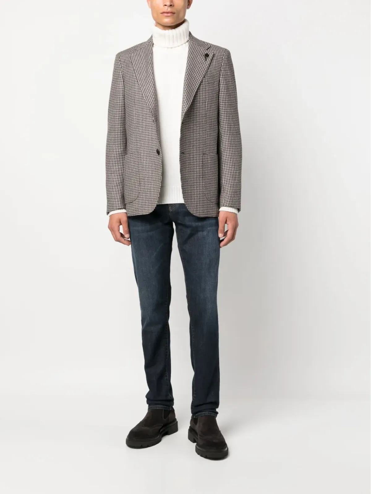 Lardini ハウンドトゥース柄ウールブレザー - 画像2