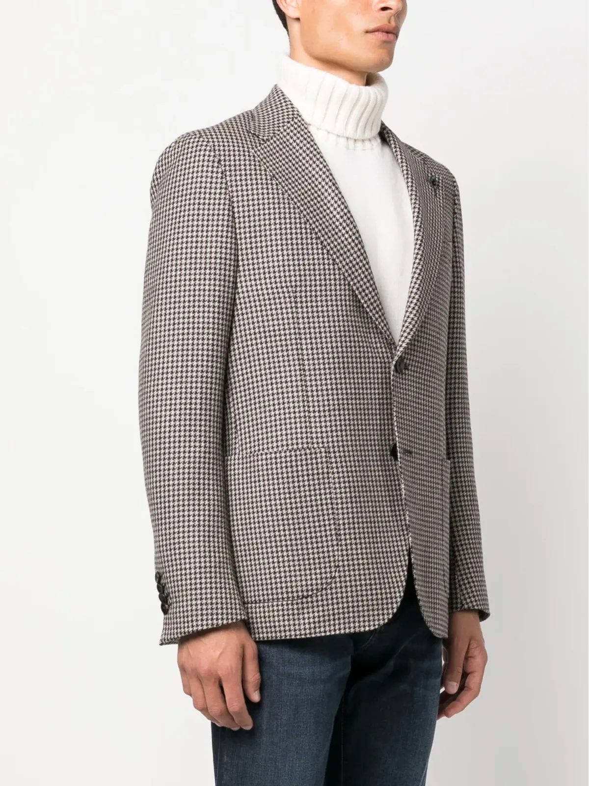 Lardini ハウンドトゥース柄ウールブレザー - 画像3