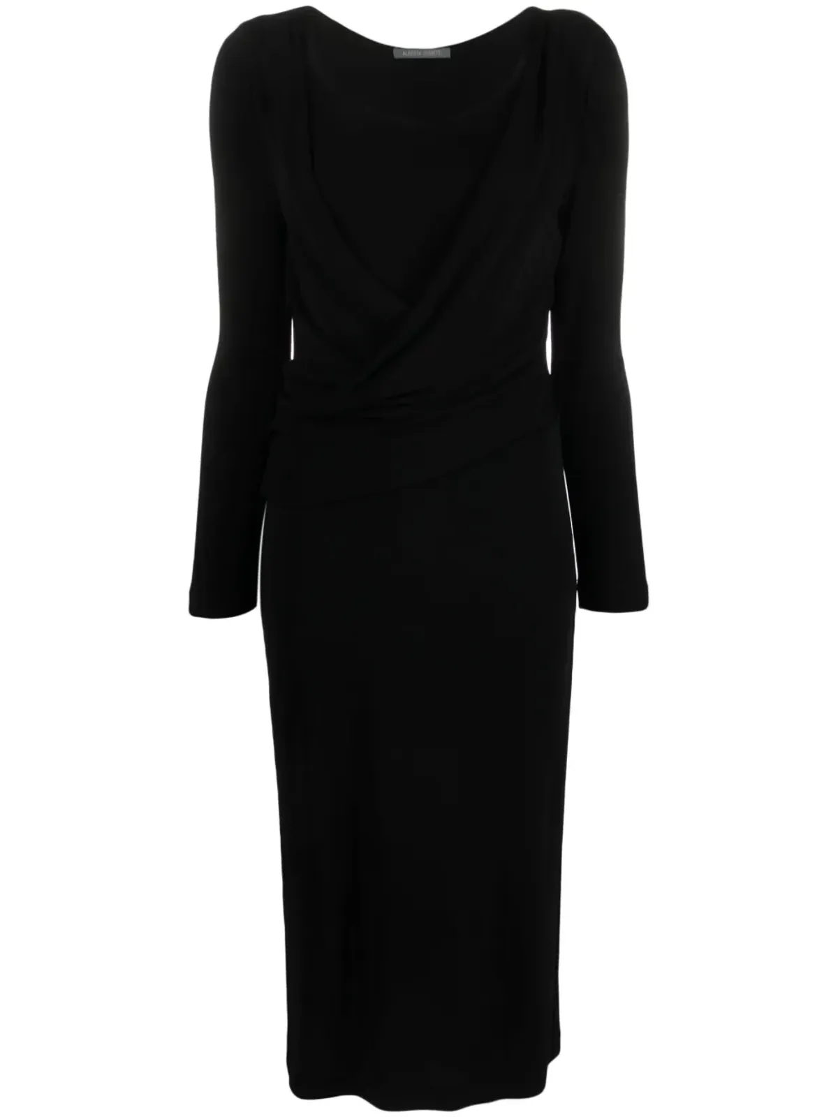 Alberta Ferretti ラウンドネック ドレープ ミディドレス - 画像1