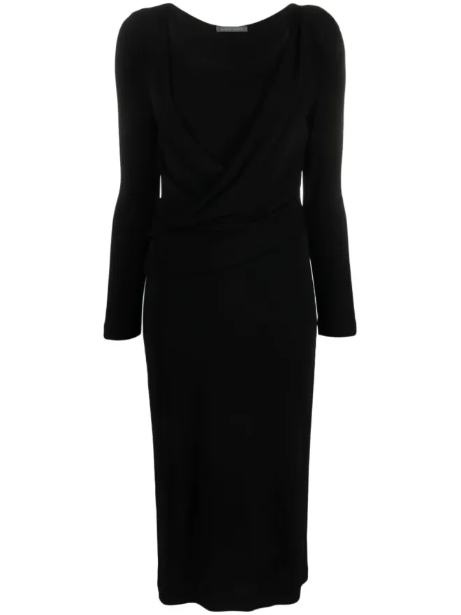 Alberta Ferretti Alberta Ferretti ラウンドネック ドレープ ミディドレスの商品画像