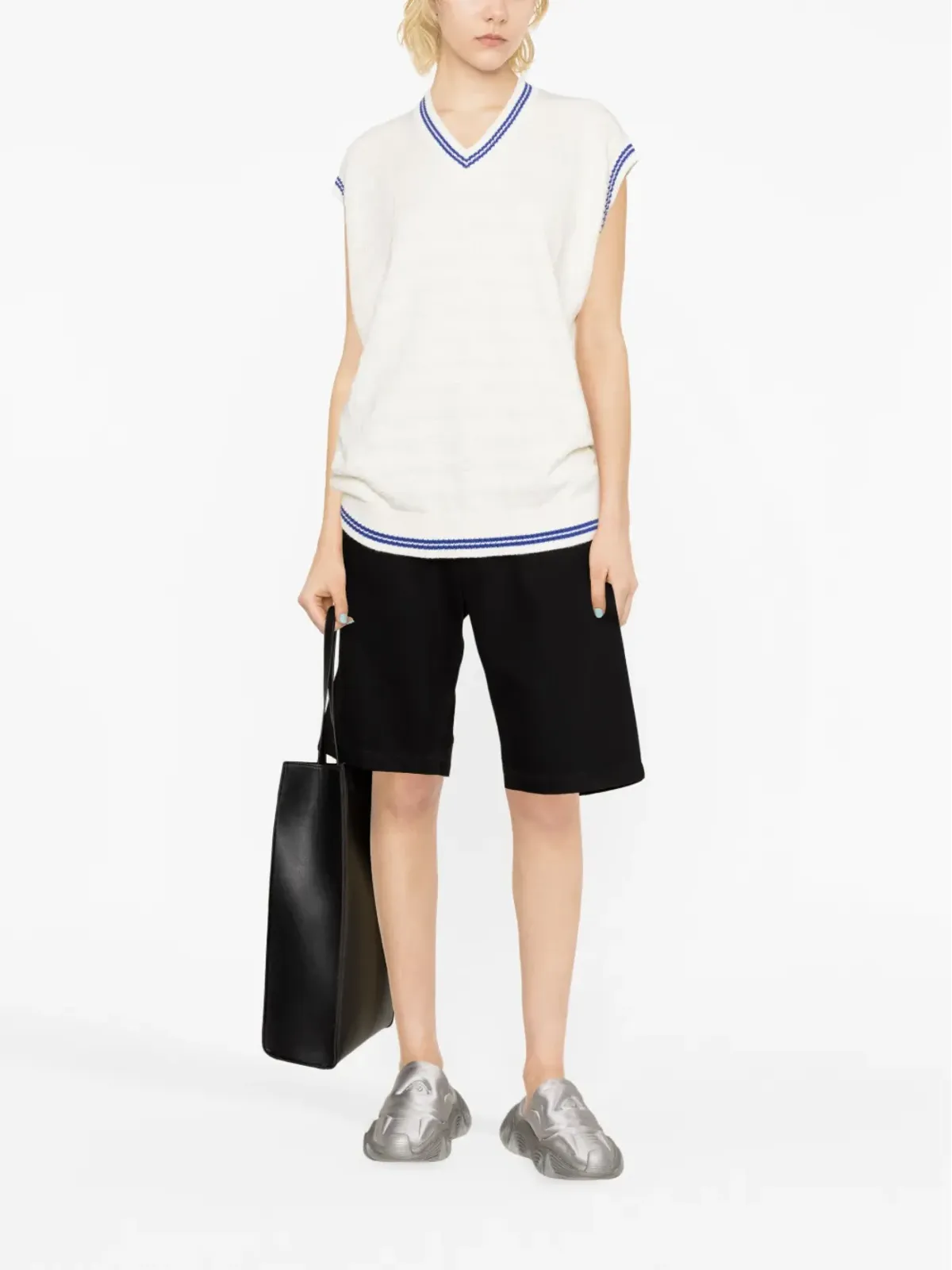 Alexander Wang ストライプディテール ノースリーブニットトップ - 画像2