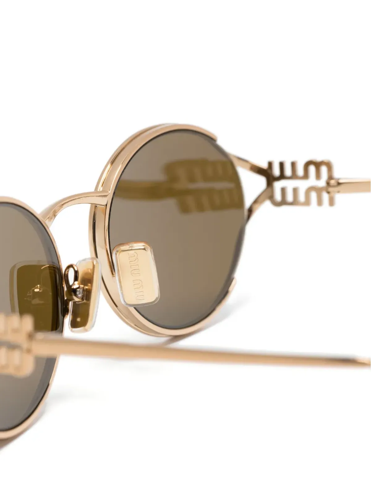 Miu Miu Eyewear ロゴ入り丸型フレームサングラス - 画像3