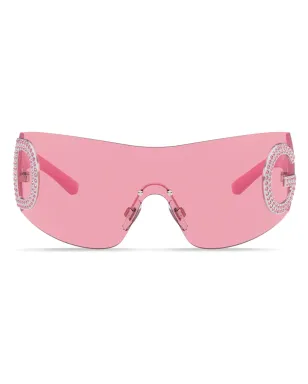 Dolce & Gabbana Eyewear Re-Edition shield logo sunglasses - Pink - サムネイル1