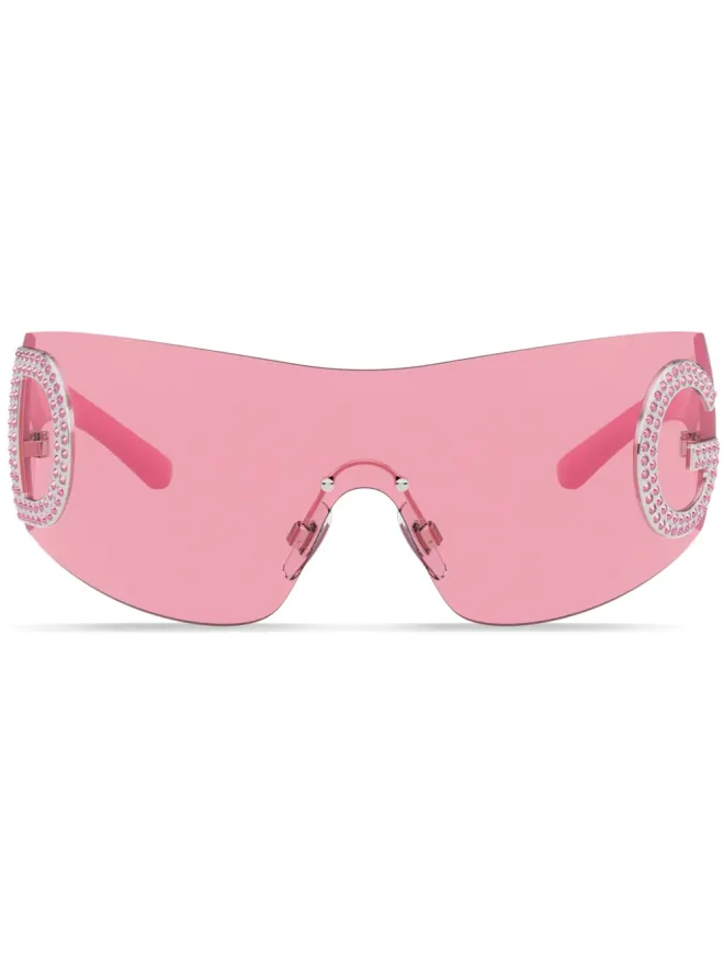 Dolce & Gabbana Eyewear Dolce & Gabbana Eyewear Re-Edition shield logo sunglasses - Pinkの商品画像