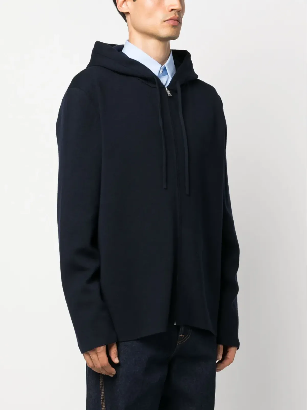 Lanvin ロゴ刺繍入りニットウール混紡フード付きパーカー - 画像3
