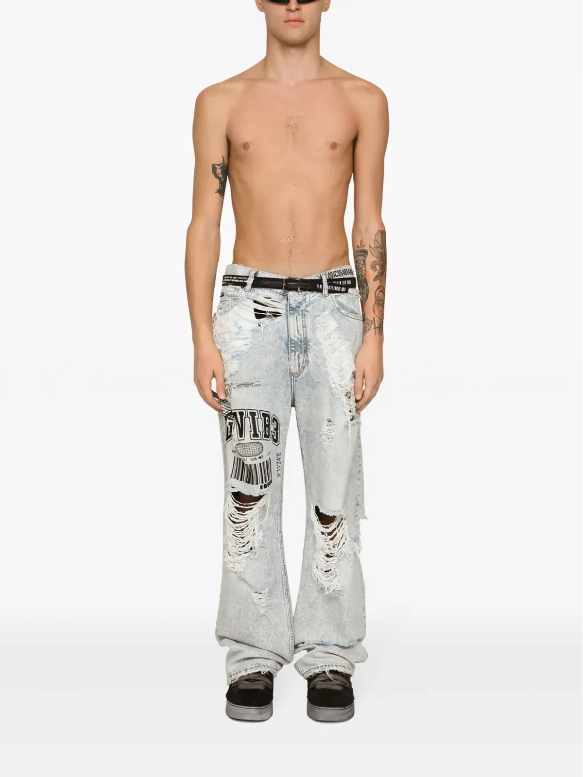Dolce & Gabbana DGVIB3 ディストレスド・ワイドレッグジーンズ - 画像2