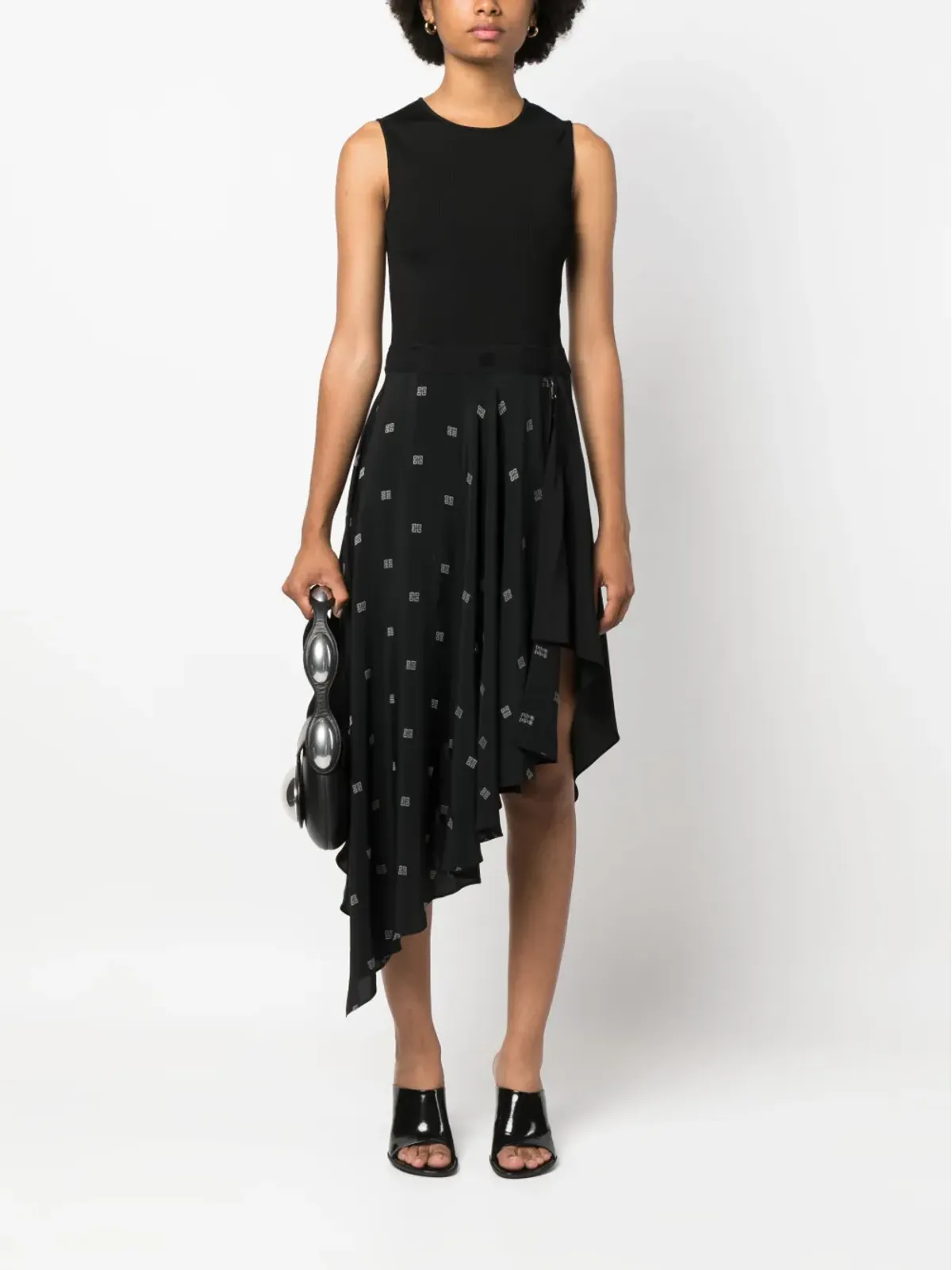 Givenchy 4Gモチーフ アシンメトリーヘム ドレス - ブラック - 画像2