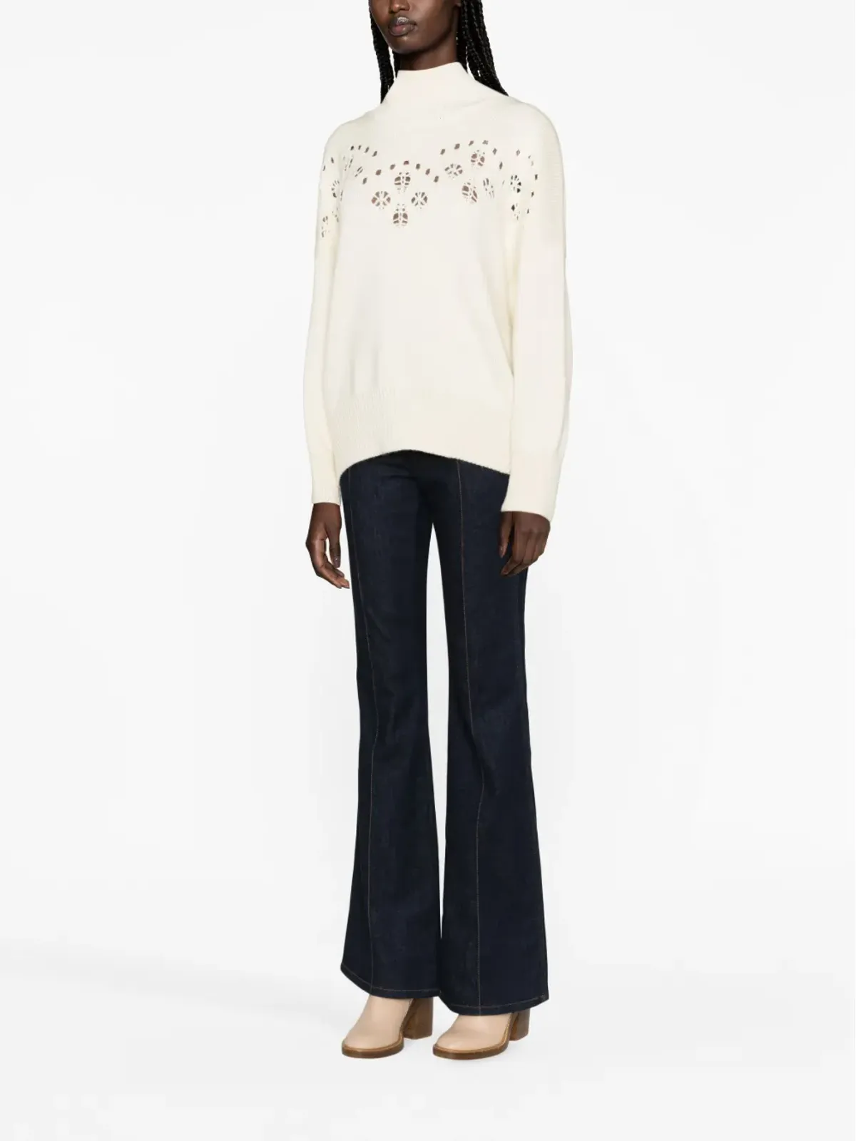 Chloé ポイントテール編みウールプルオーバー - 画像2