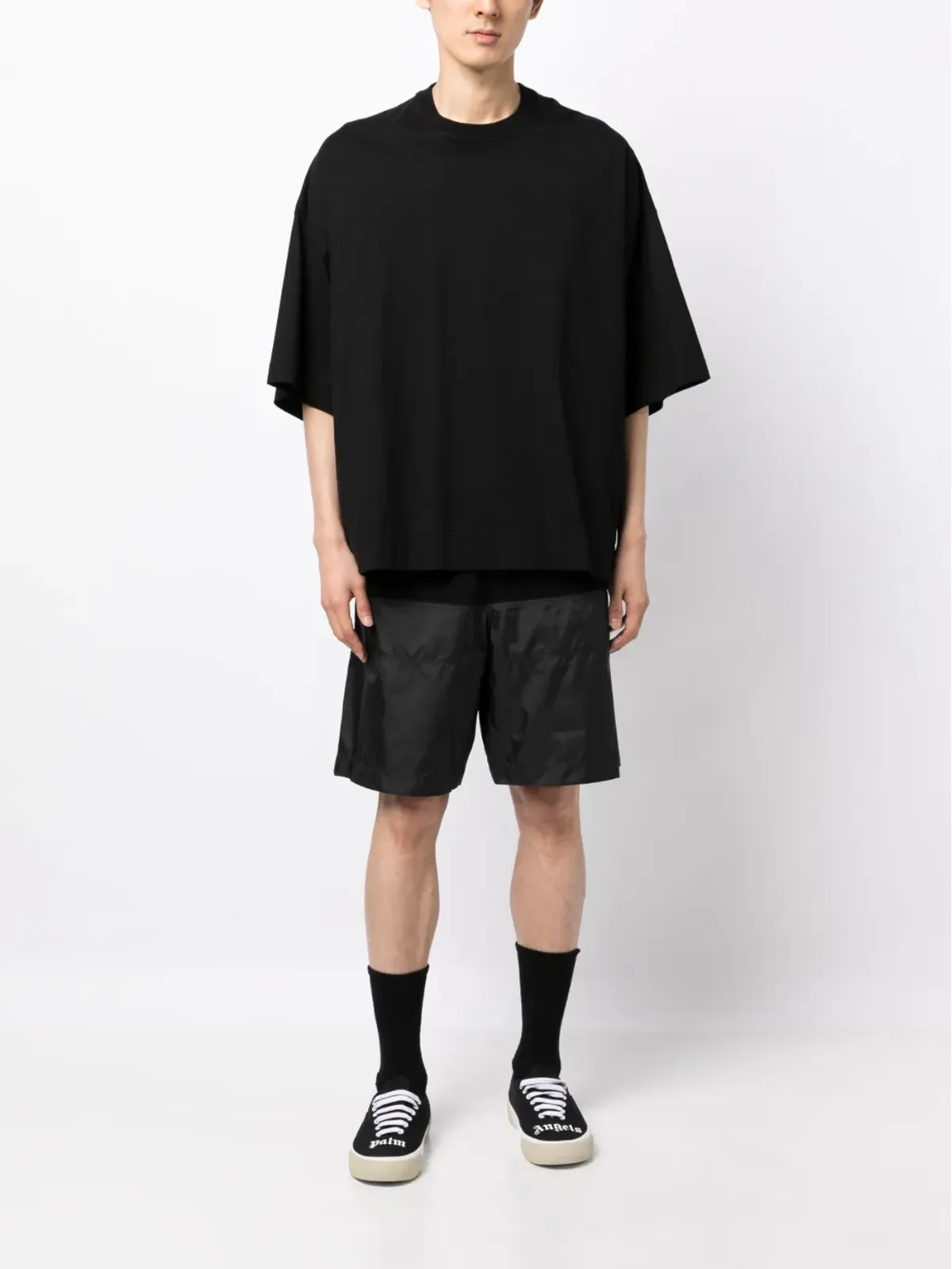 Undercover パネルデザインのエラスティックウエストバンド トラックショーツ - ブラック - 画像2