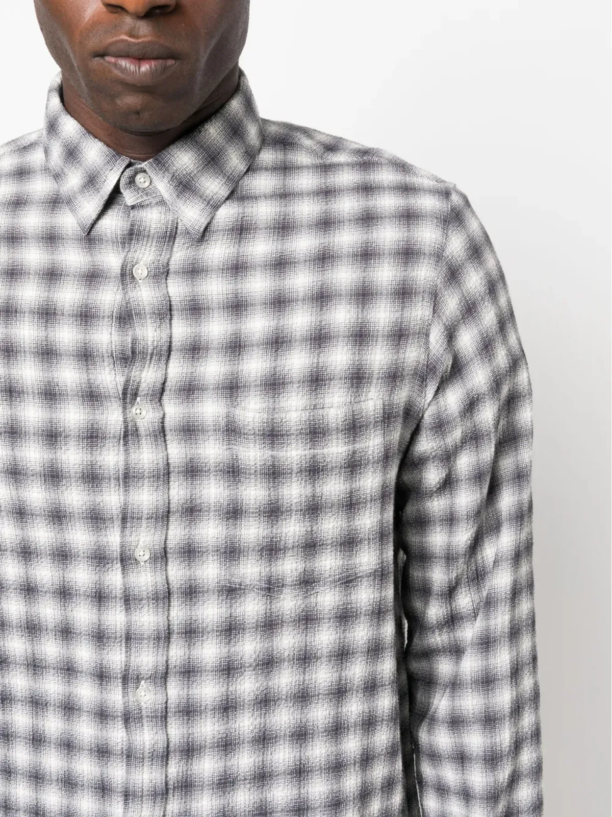 Officine Generale グラフィックプリント・シアサッカーシャツ - 画像5