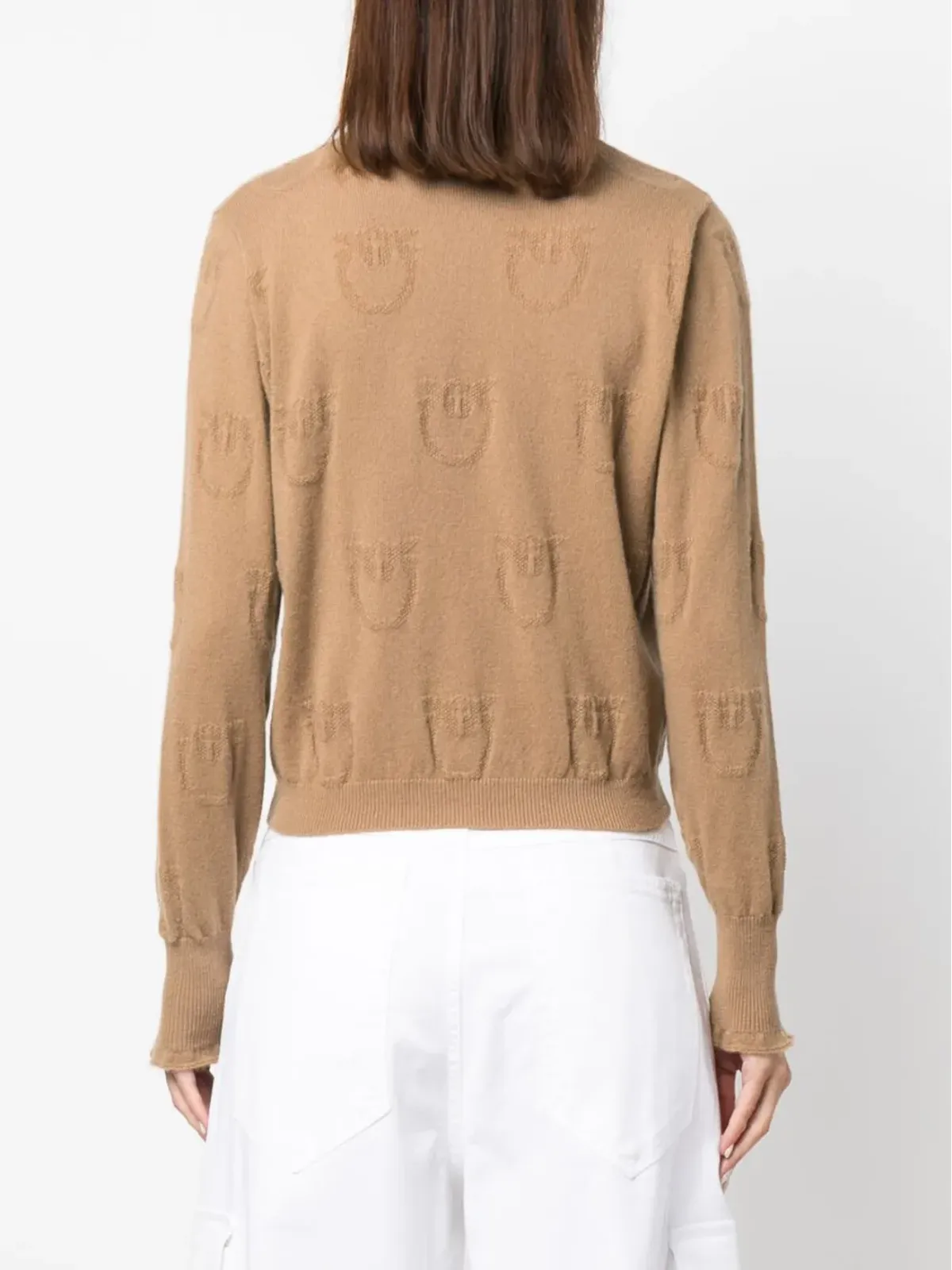 PINKO ロゴ型押しカシミヤトップ ブラウン - 画像4