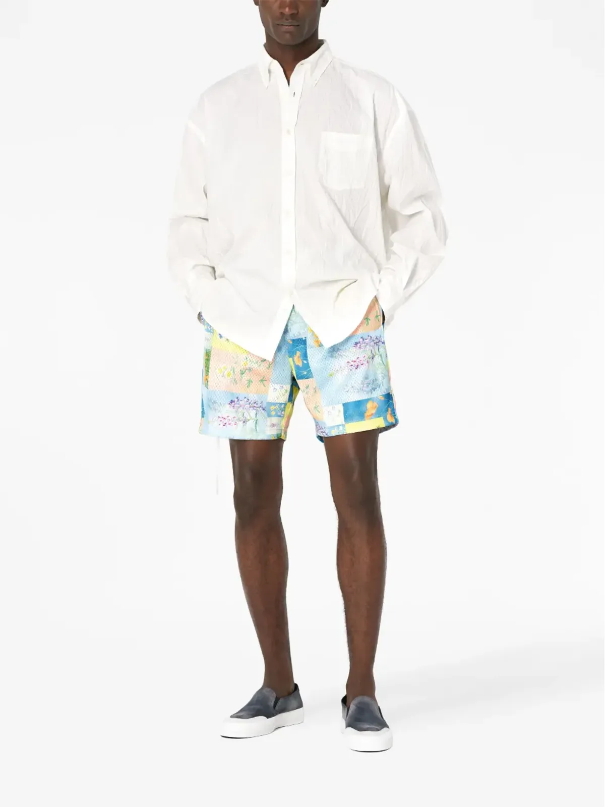 John Elliott スーパーブルーム グリッドプリント ショーツ - 画像2