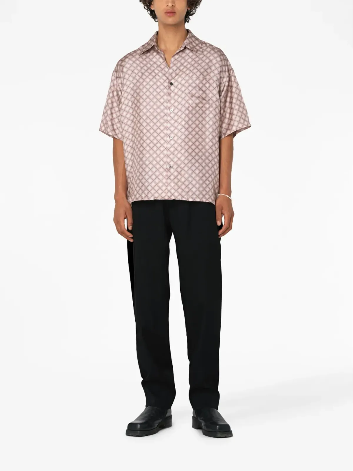 John Elliott 菱形プリント シルクシャツ - 画像2