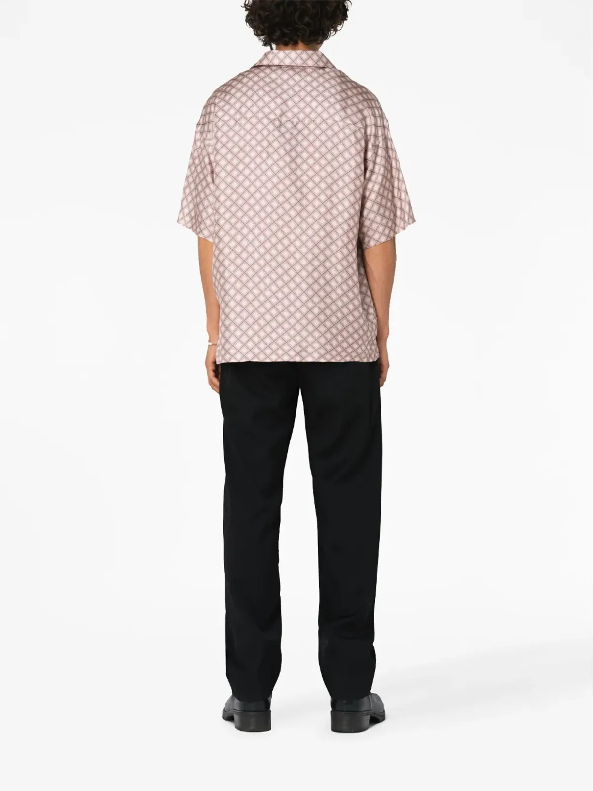 John Elliott 菱形プリント シルクシャツ - 画像4