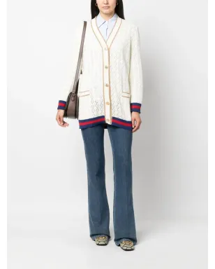 Gucci Gモノグラム・ポイントelle コットン カーディガン - ホワイト - サムネイル2