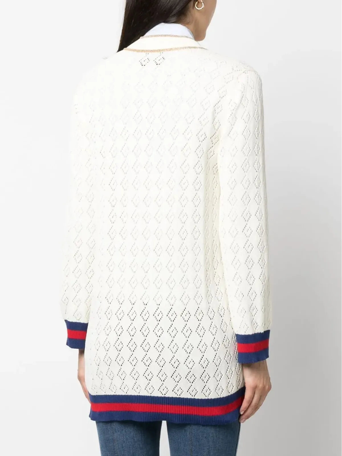 Gucci Gモノグラム・ポイントelle コットン カーディガン - ホワイト - 画像4