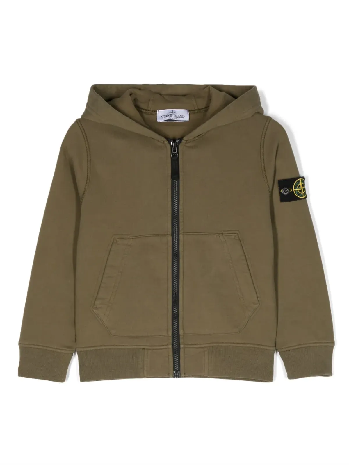 Stone Island Junior Compassロゴパッチ付きジップカーディガン - 画像1