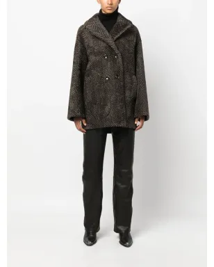 Manzoni 24 ヘリンボーン柄シープスキンコート - サムネイル2