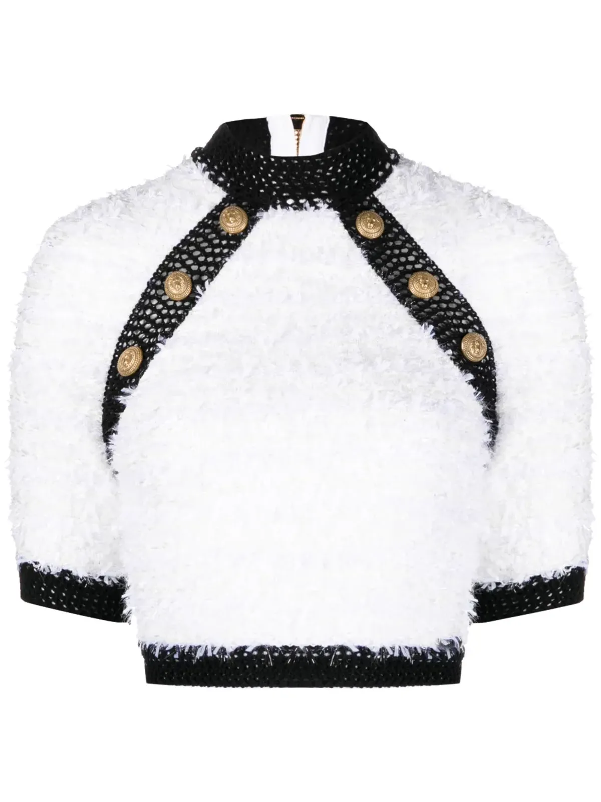 Balmain ボタン装飾ツイード クロップトップ - 画像1