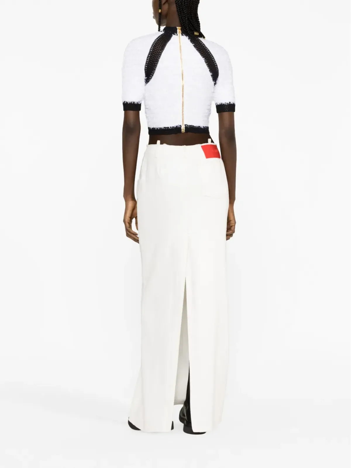 Balmain ボタン装飾ツイード クロップトップ - 画像3