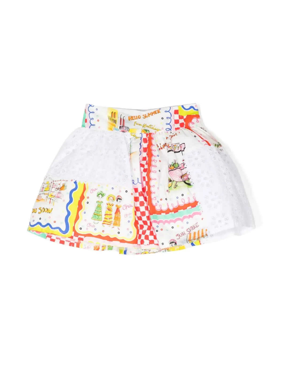 Simonetta グラフィックプリント パネル切替スカート - 画像1