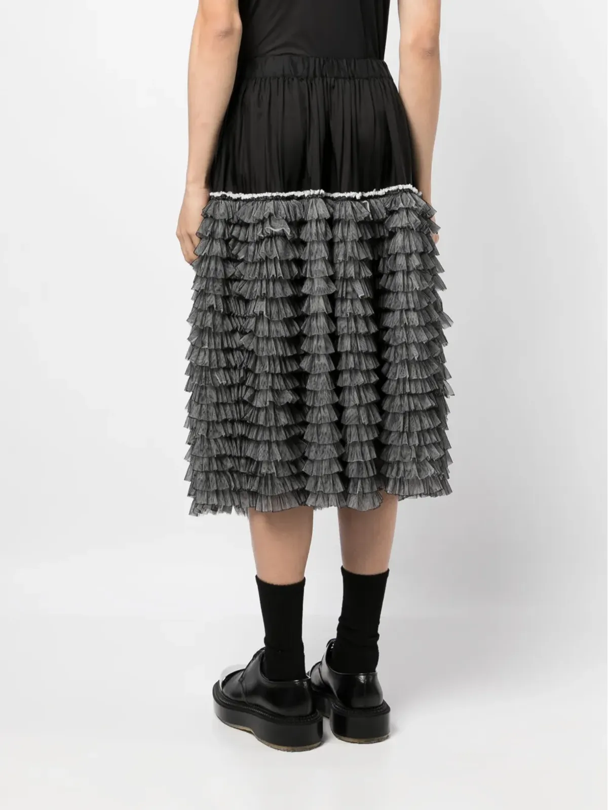 Black Comme Des Garçons テクスチャード仕上げプリーツディテールショーツ - 画像5