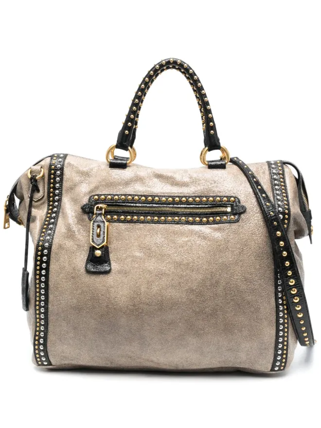 Prada Pre-Owned Prada Pre-Owned スタッズ付きジップ式ツーウェイバッグの商品画像