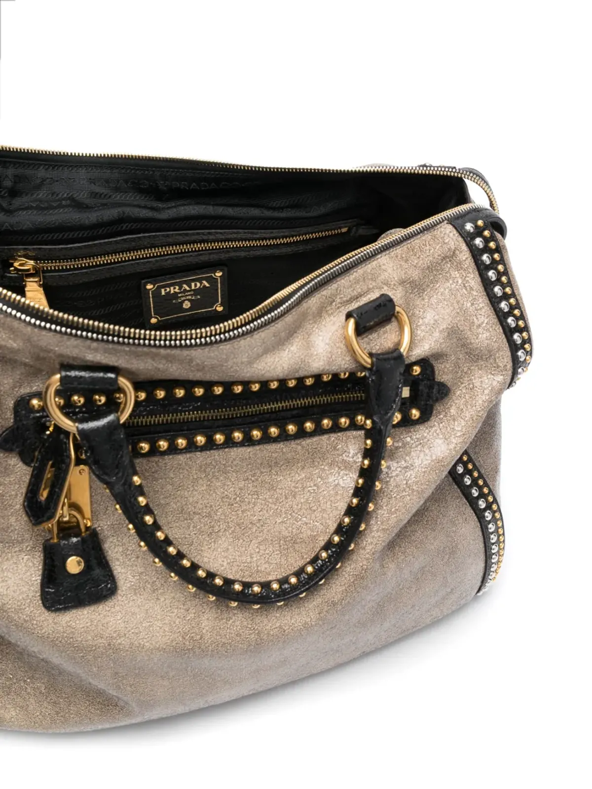 Prada Pre-Owned スタッズ付きジップ式ツーウェイバッグ - 画像5