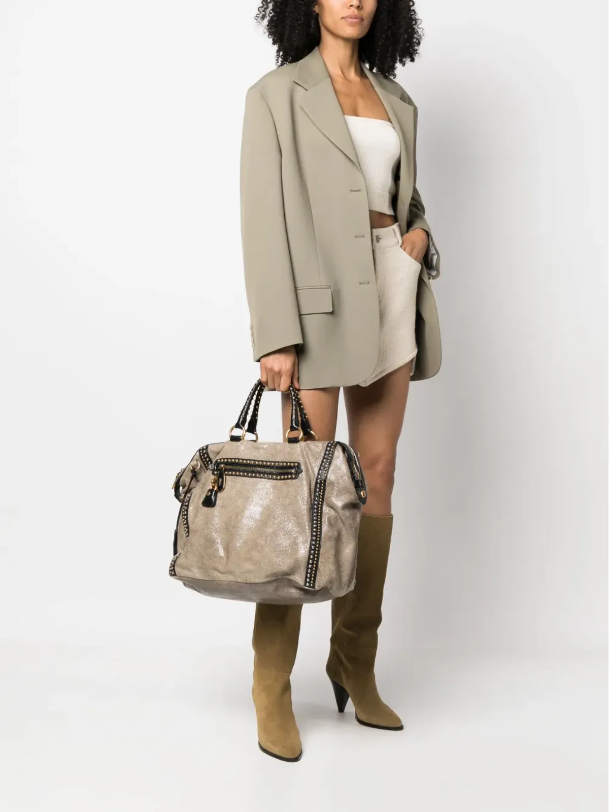 Prada Pre-Owned スタッズ付きジップ式ツーウェイバッグ - 画像2