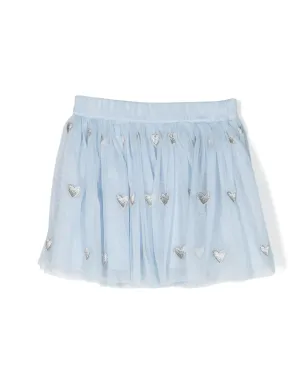 Stella McCartney Kids heart-motif embroidered skirt - Blue - サムネイル1