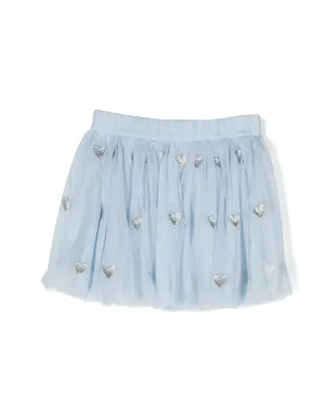 Stella McCartney Kids heart-motif embroidered skirt - Blue - サムネイル2