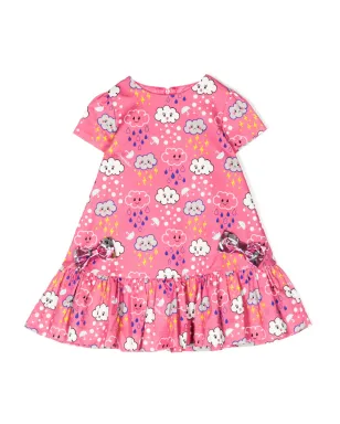Simonetta グラフィックプリント ストレッチコットン フレアドレス - サムネイル1