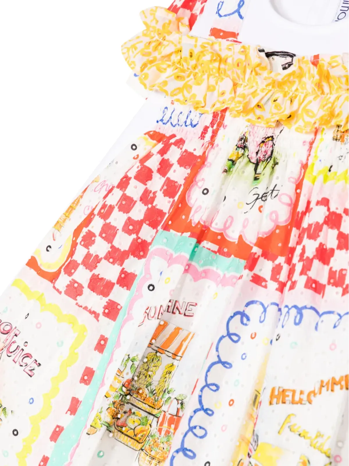 Simonetta イラストプリント・フリルトリム・フレアドレス - 画像3