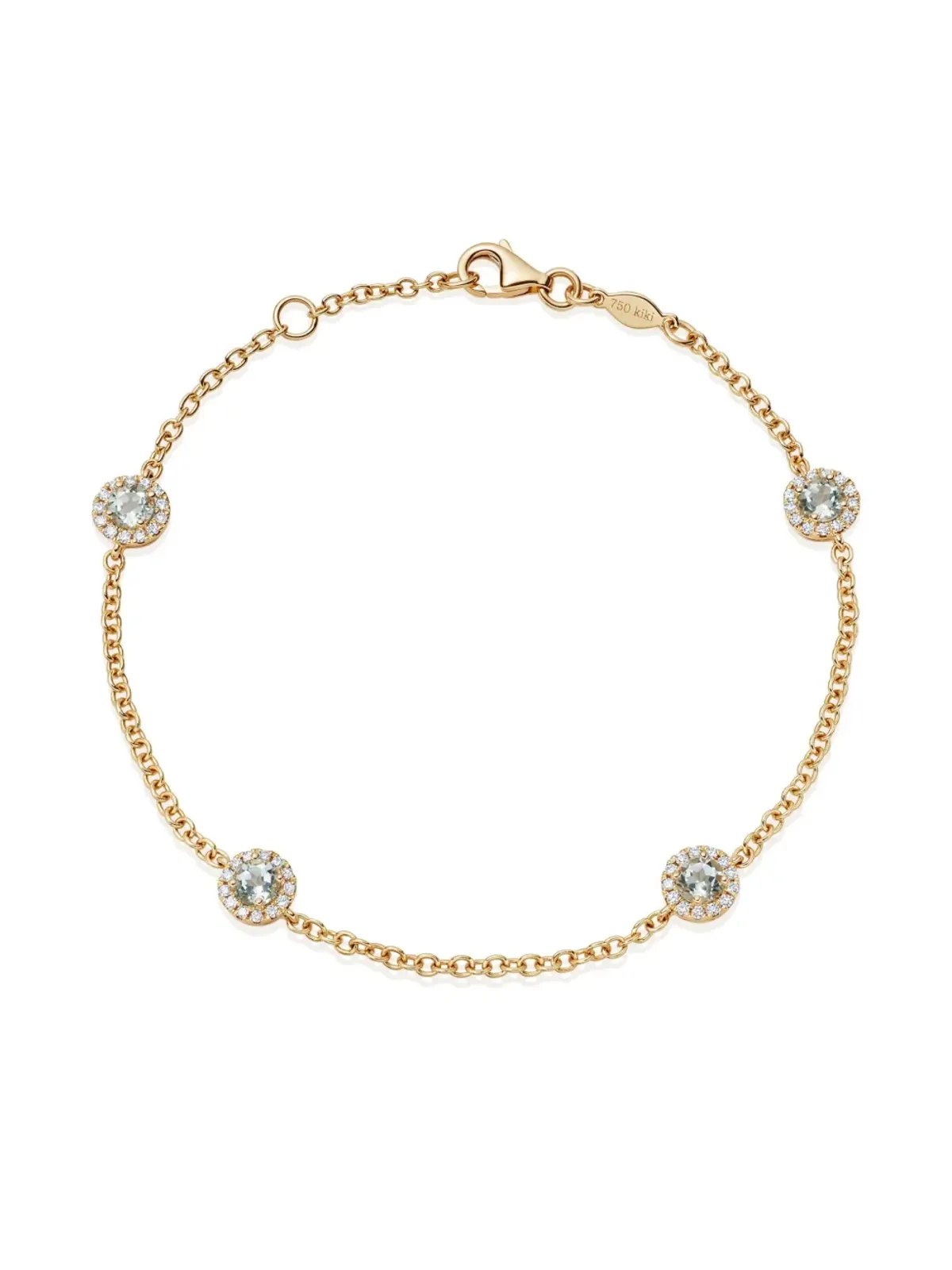 Kiki McDonough 18ct Yellow Grace Gold Green Amethyst and Diamond Bracelet - 画像1