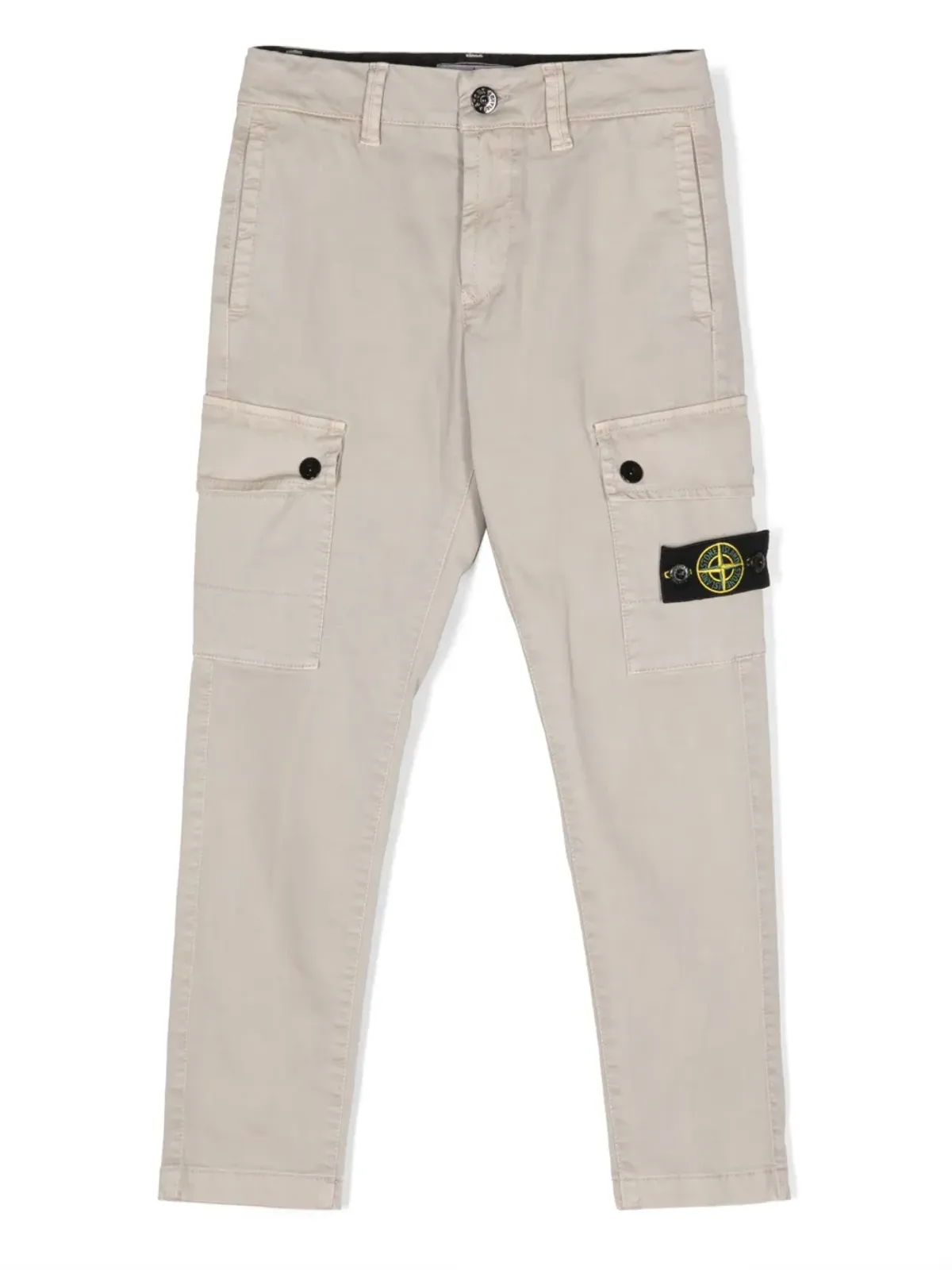 Stone Island Junior コンパスバッジ付きスリムフィットカーゴパンツ（グレー） - 画像1
