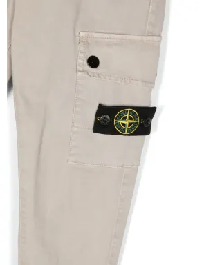 Stone Island Junior コンパスバッジ付きスリムフィットカーゴパンツ（グレー） - サムネイル3