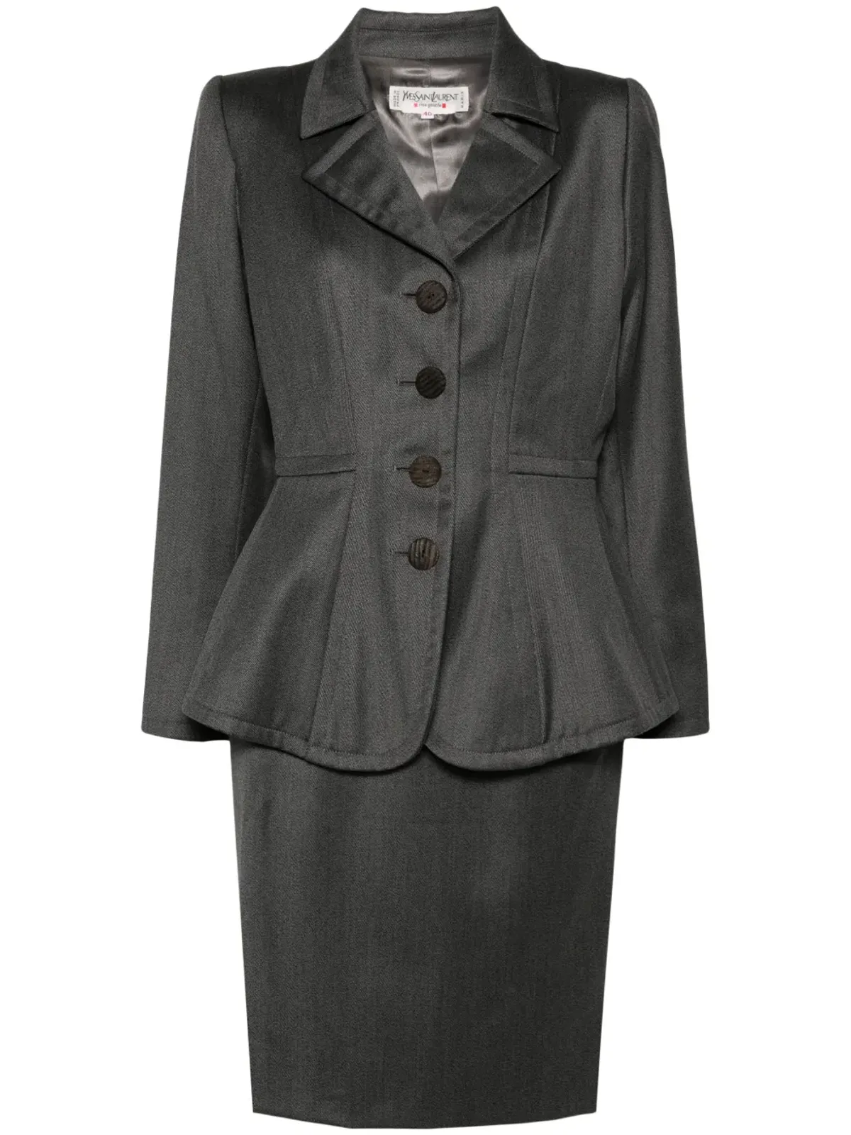 Saint Laurent Pre-Owned 1980年代 ウール スカートスーツ - グレー - 画像1