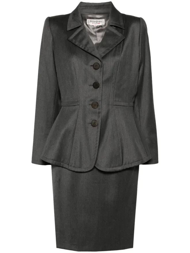Saint Laurent Pre-Owned Saint Laurent Pre-Owned 1980年代 ウール スカートスーツ - グレーの商品画像