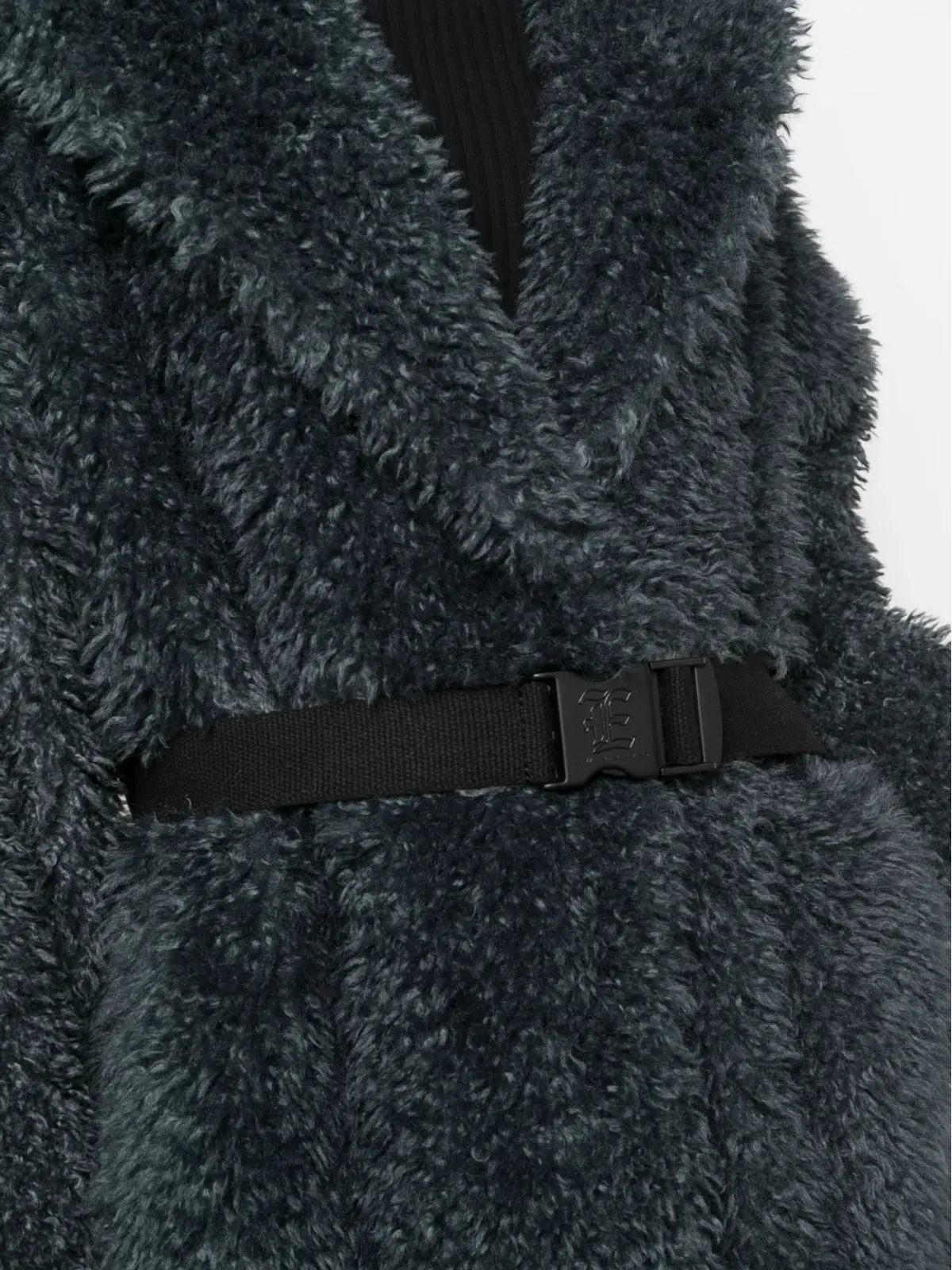 Ermanno Scervino ベルト付きシェアリングウールコート - グレー - 画像5